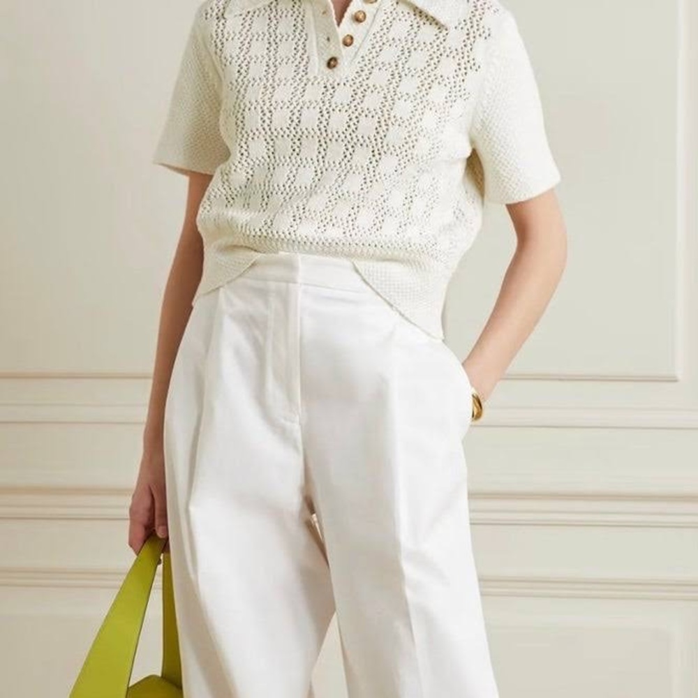 Zimmermann Lyre Open Knit 100% Cotton Polo Shirt - Picture 3 of 8